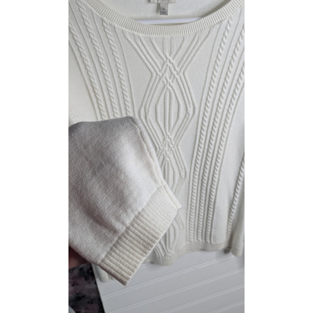 Talbots Women's Sweaters Medium Petite Solid Whit… - image 4